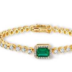 Emerald Cut Lab Grown Emerald Tennis Bracelet