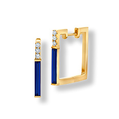 Elongated Baguette Lab Grown Sapphire Square Hoop Earrings