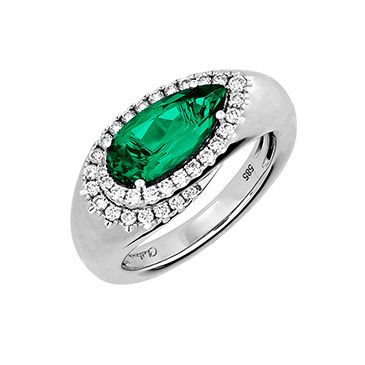 Chatham Lab Gown Emerald Ring