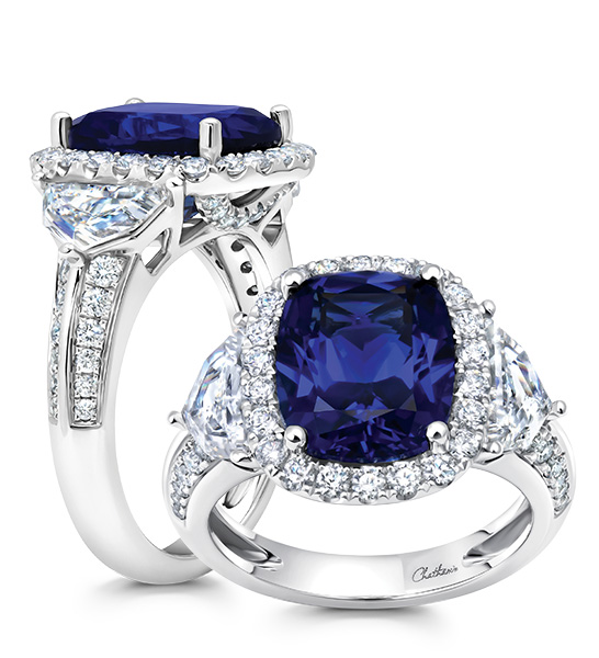 Lab grown blue sapphire statement ring