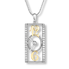 Lab Grown Diamond Two-Tone Clock Pendant