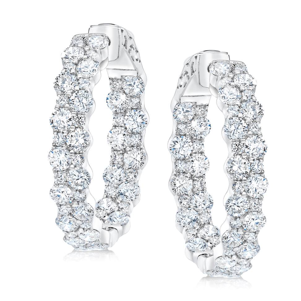 Double Row Inside Out Diamond Hoop Earrings