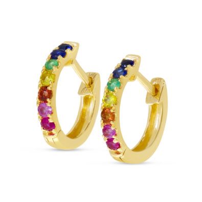 Rainbow Sapphire Huggie