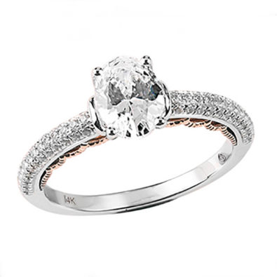 14K White and Rose Gold Diamond Engagement Ring