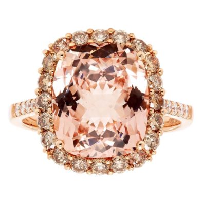 14K Rose Gold Morganite and Diamond Ring
