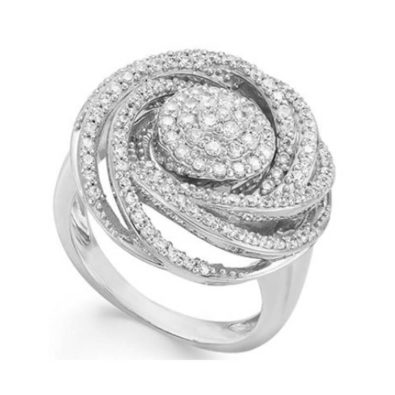 Silver diamond ring