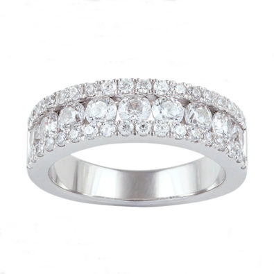 14K White Gold and Diamonds Anniversary Band