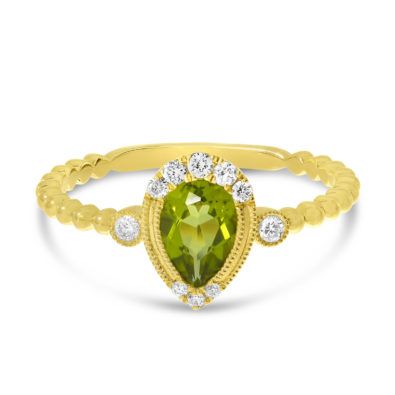 Pear Peridot Ball Band Ring