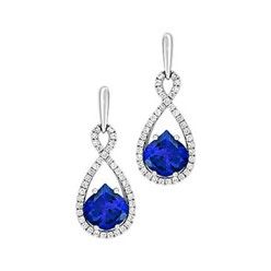 Chatham Sapphire and Diamond Earrings