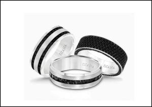 Triton Men's Stainless Steel Ring, Black Design Wedding Band - Macy's