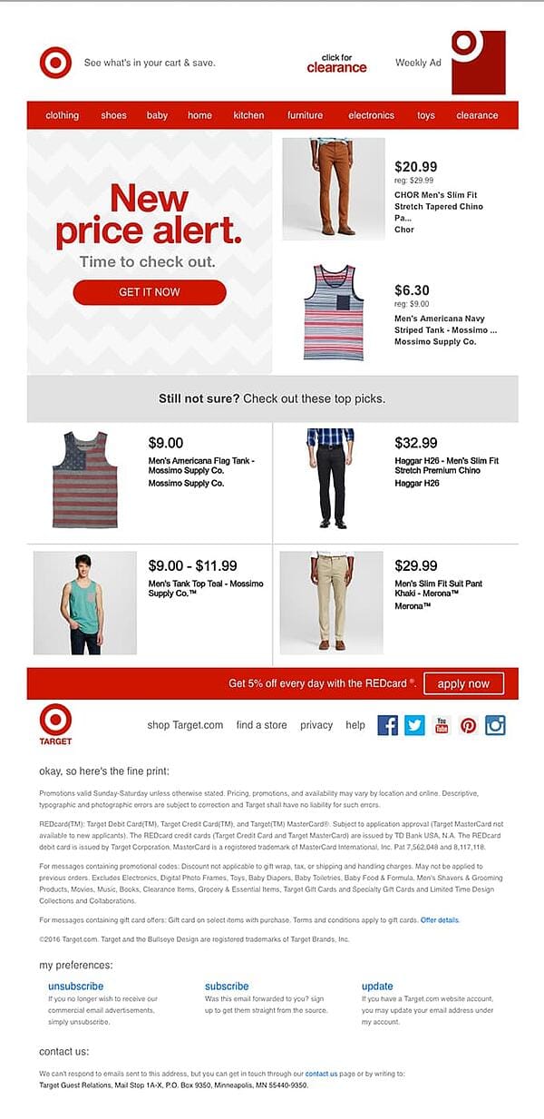 Target Abandoned Cart Email Template