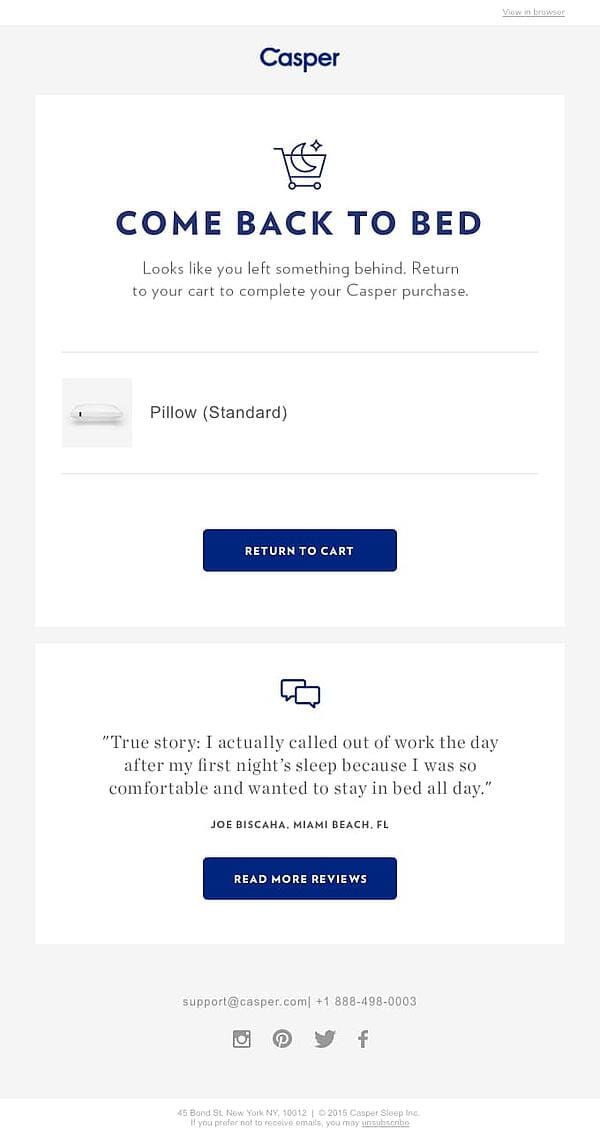 Casper Abandoned Cart Email Template