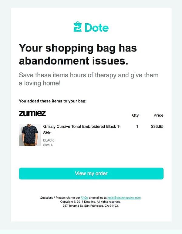 Dote Abandoned Cart Email Template