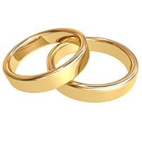 gold wedding bands or rings from a jewelry manufacturer