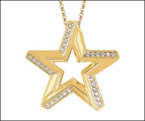 Star Shaped Gold and Diamond Necklace