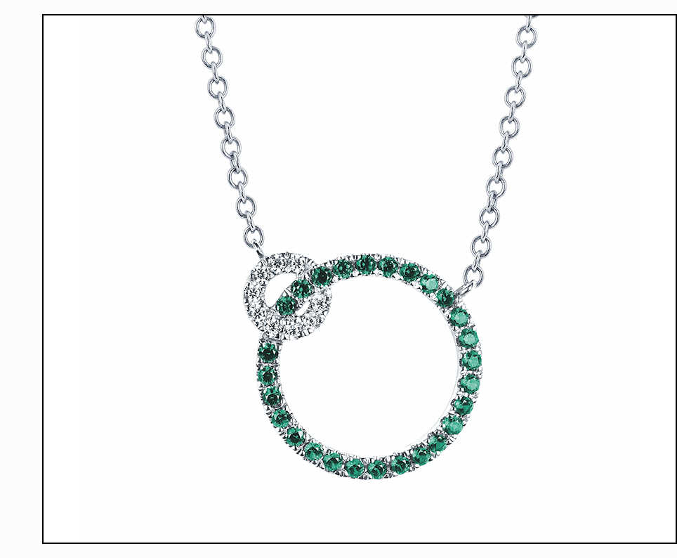 OStbye Emerald & Diamond Circle Necklace in 14K Gold
