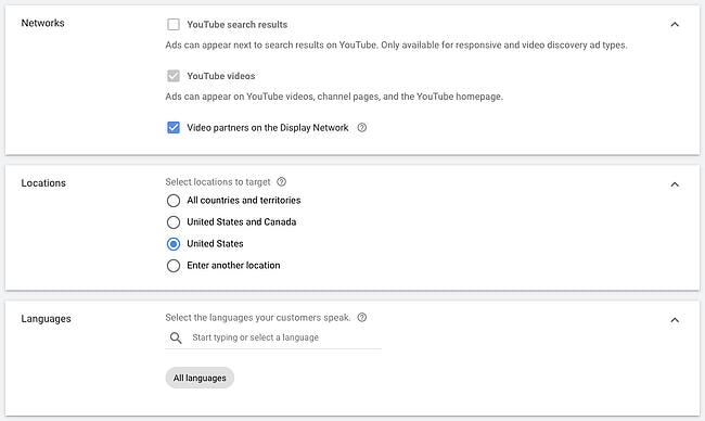 Choose Networks, Locations, and Languages in Google Ads Account Image
