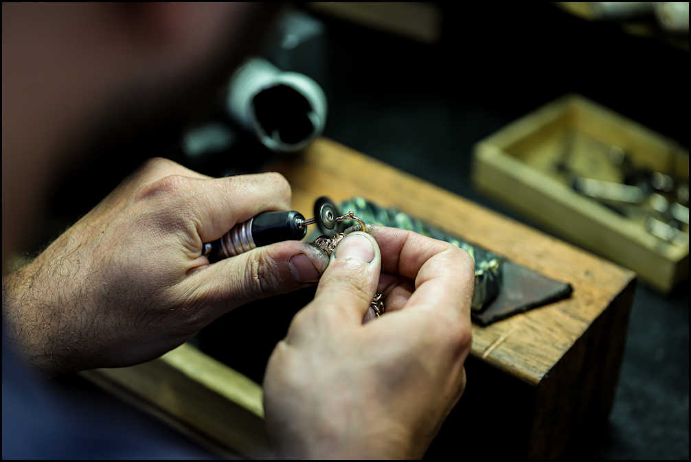 A Man is Manufacturing a Platinum Ring