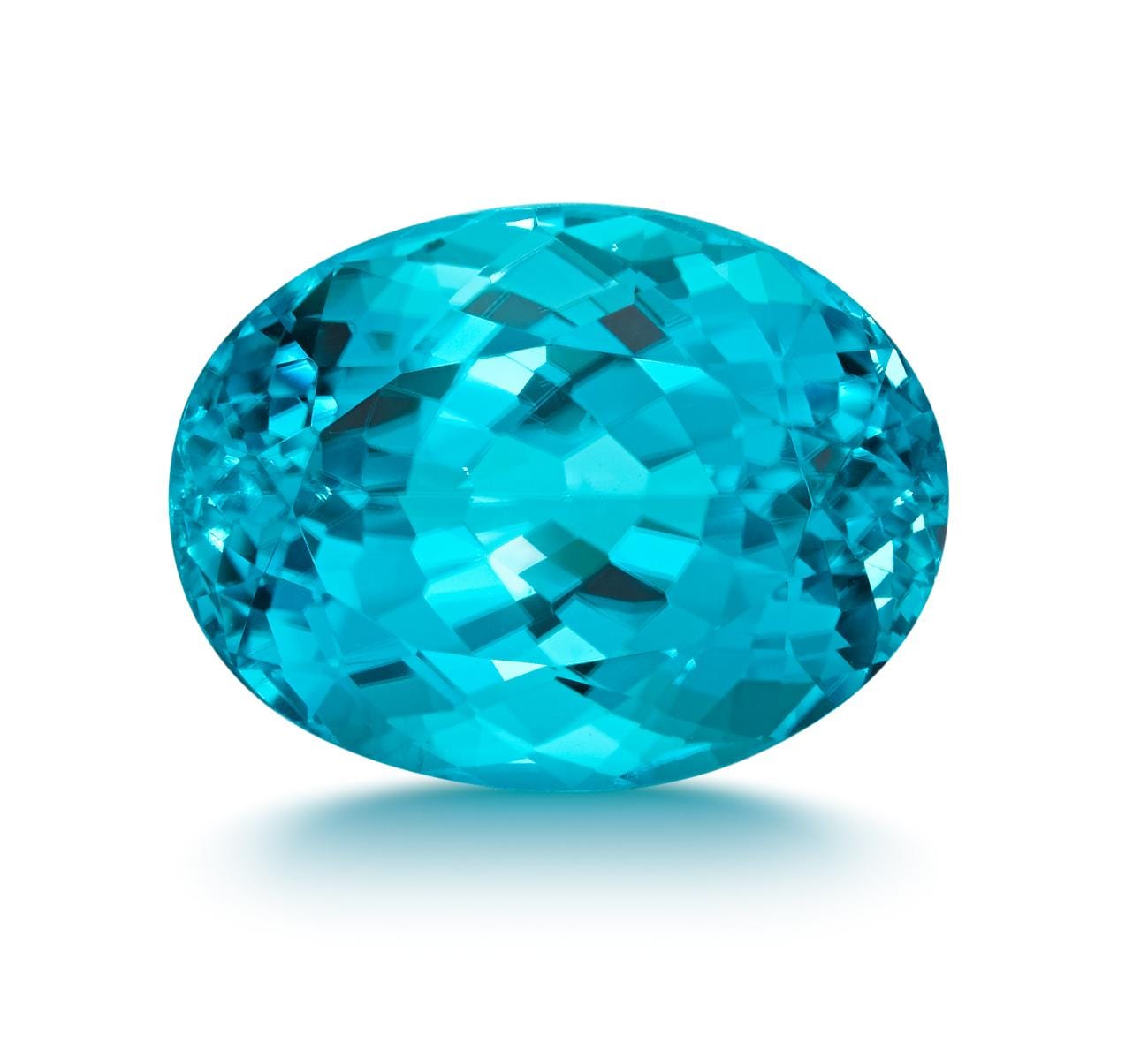 A blue oval gem on a white background Description automatically generated