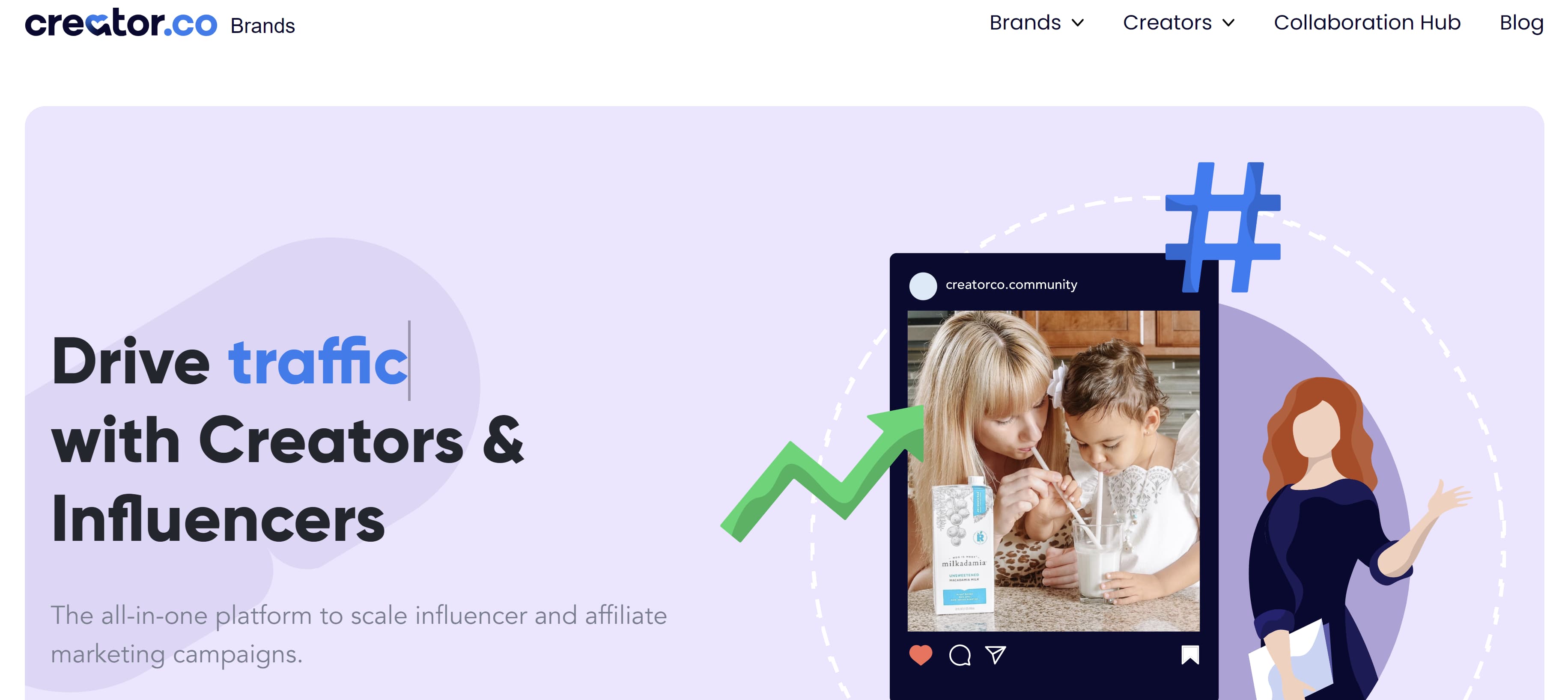 Screenshot of Creator.co; influencer marketing channels 